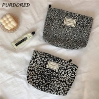 purdored 1 pc large women wave pattern cosmetic bag travel wave point soft makeup bag beauty case storage organizer clutch