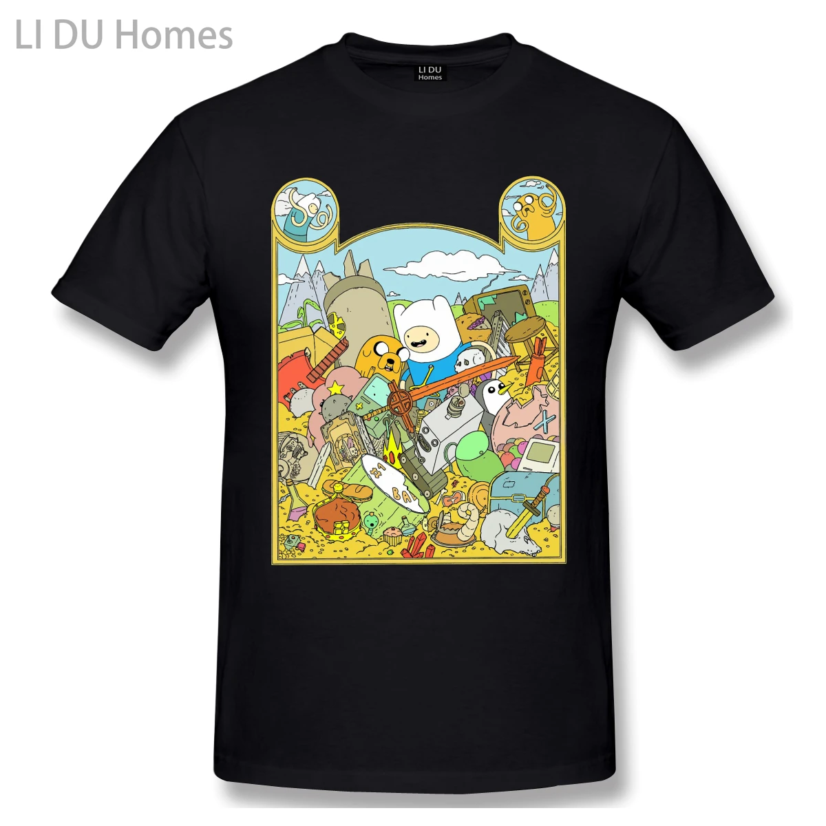 

LIDU Adventure Time With Fin And Jake Casual T Shirt Hot Sale Adventure Time Tee Shirt 100% Cotton O Neck T-shirts