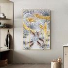 Абстрактная Золотой лотос Картина на холсте с рыбками, новые плакаты и принты в китайском стиле, Настенная картина для гостиной, украшение для дома