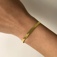 simple gold color metal flat snake chain bracelet womens 2022 retro bohemian creative bracelets charm girly fashion jewelry