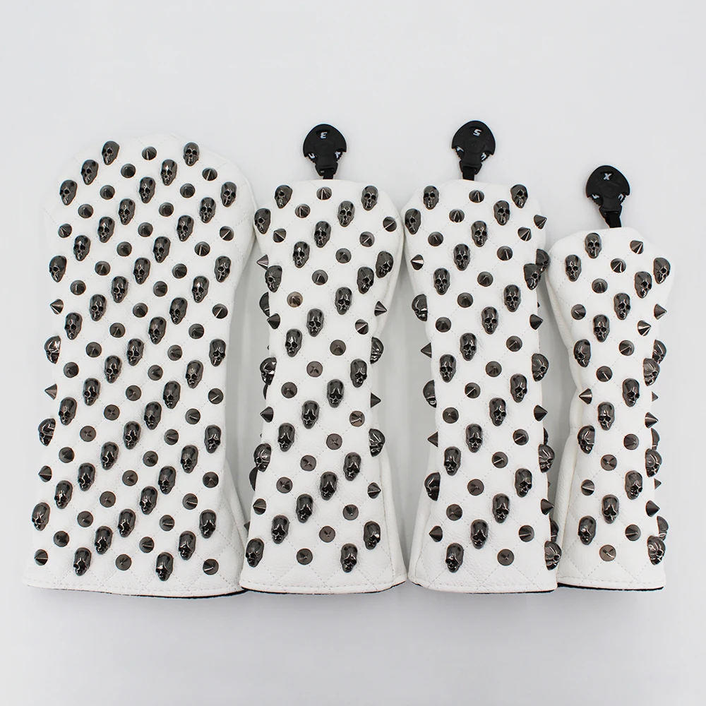 Головные уборы для гольфа с черепами и заклепками из искусственной кожи чехлы