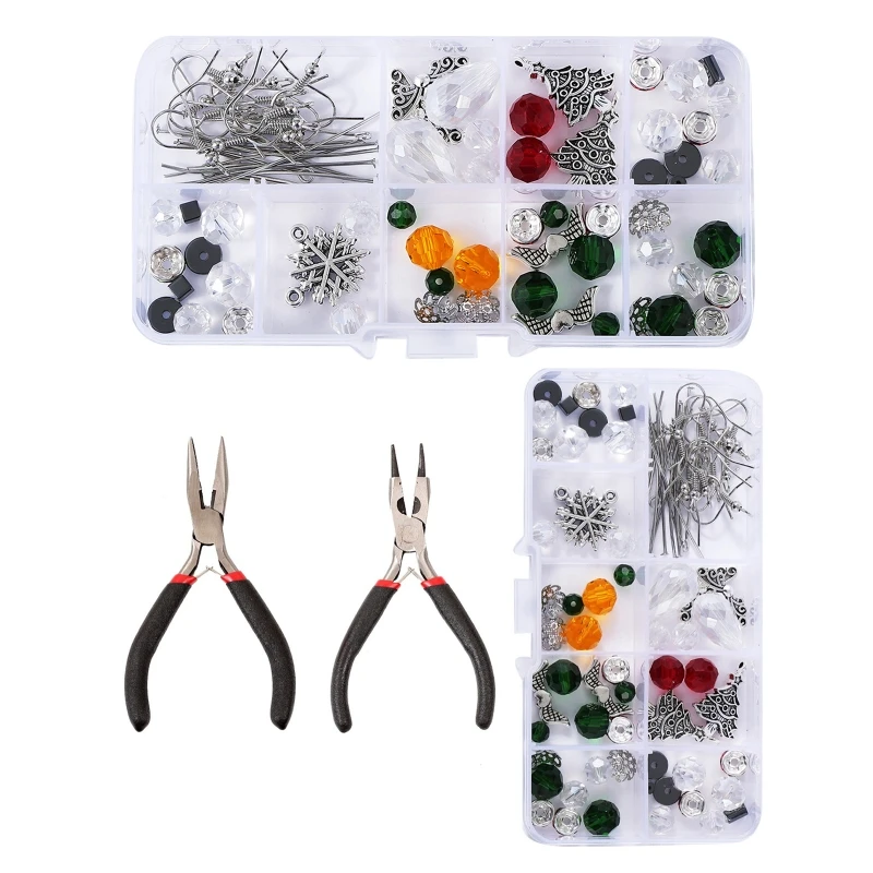 

1 Box DIY 8 Pairs Christmas Dangle Earring Making Kit with Beads Earring Hooks