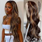 Парики из прозрачного кружева 4X4, малазийские волнистые парики для тела, волнистые парики с Омбре, 13х4, парики из натуральных волос