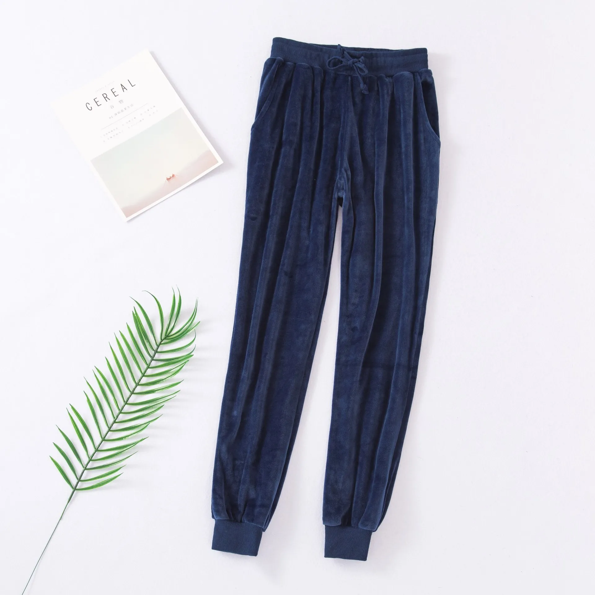 Men Sleep Pants Flannel Autumn Winter Warm Sleep Bottoms Women Plus Size Drawstring Soft Sleepwear Pajama Home Pants For Couple