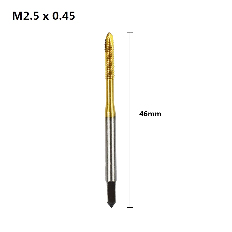1 шт. HSS M2/M2.5/M3/M3.5/M4/M5/M6/M8 винтовой кран титановое покрытие сверло метрический ручной кран Прямой Флейта Резьба Кран - Цвет: M2.5x0.45