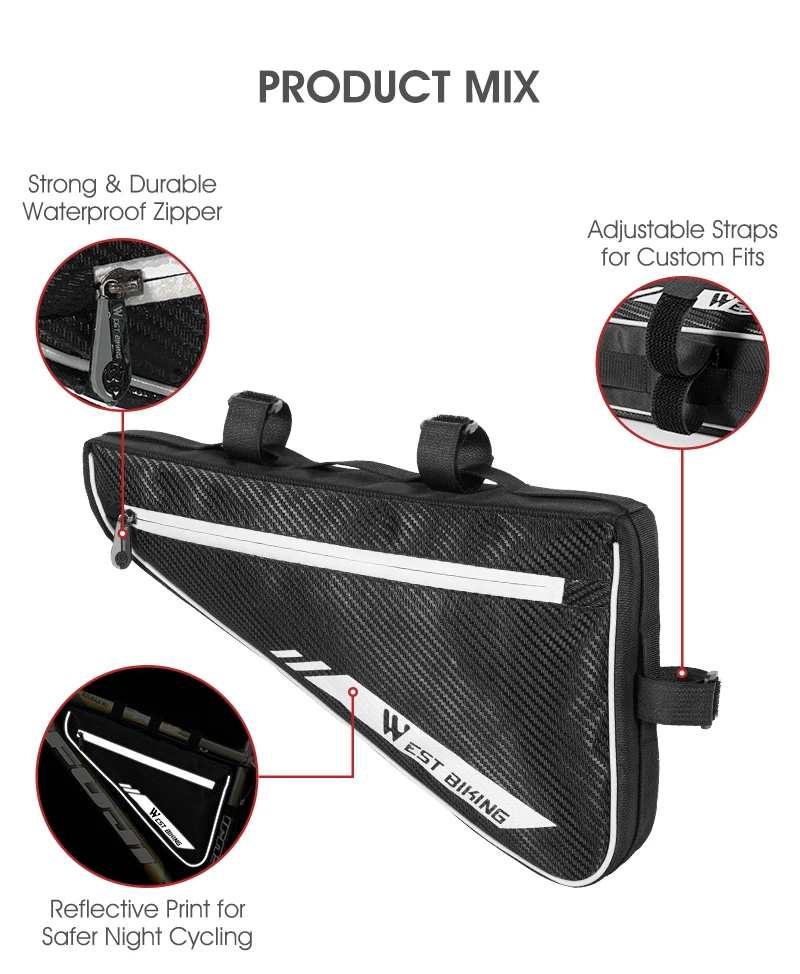 

Bicycle Triangle Bag Road Bike Mountain Bike Front Beam Accommodation Bag Riding Reflective Waterproof Bag Riding Equipment Bag