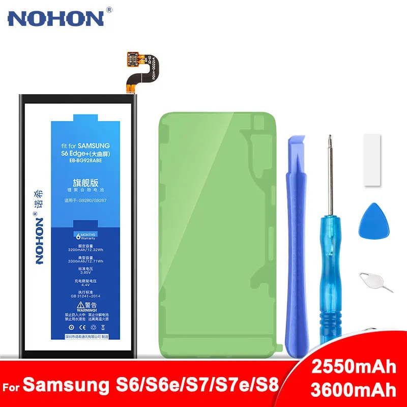 Аккумулятор NOHON для samsung Galaxy S6 G920F S6 Edge Plus G928F S7 G930F S7 Edge G935F S8 G950F литий-полимерные Сменные Аккумуляторы