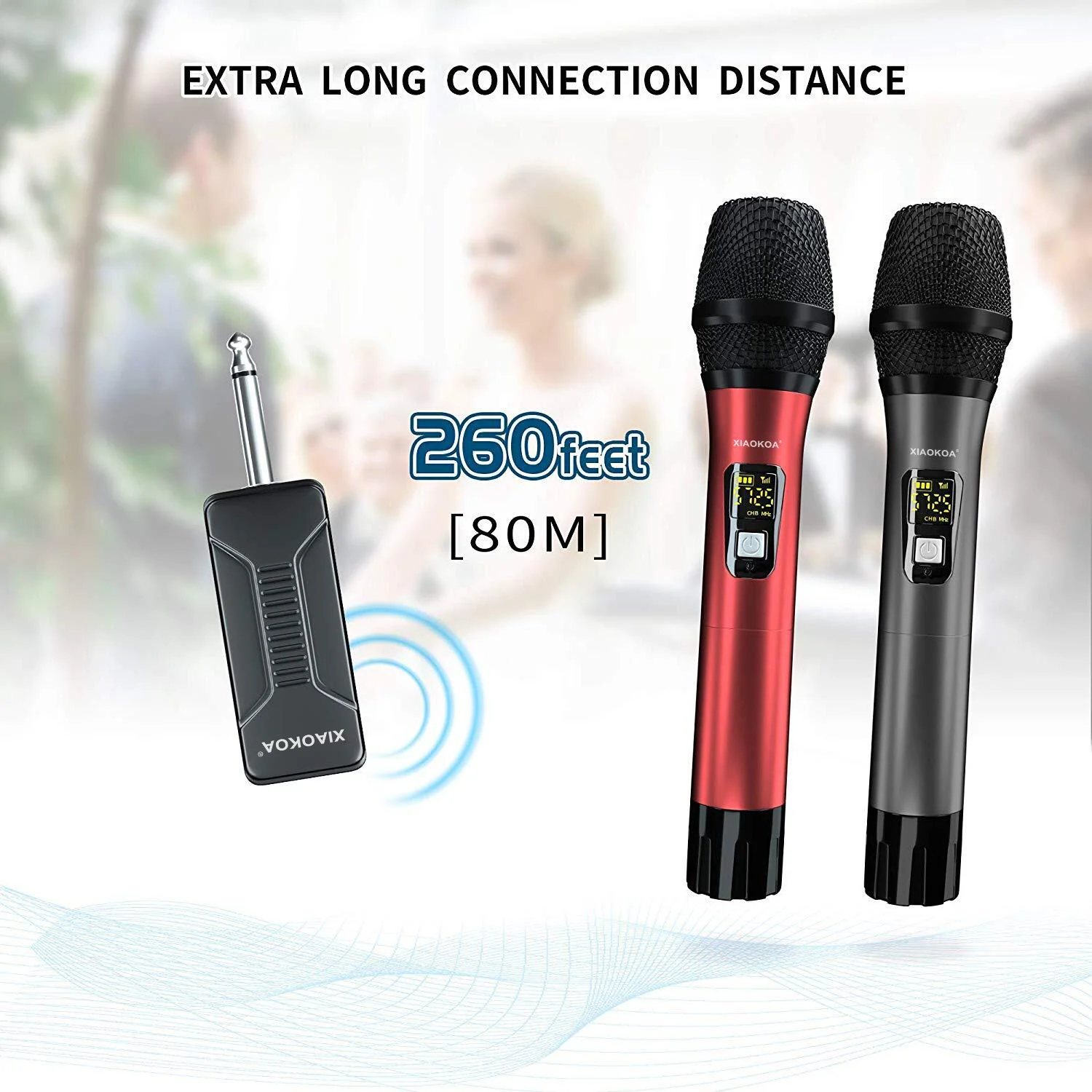 Беспроводной микрофон для караоке UHF беспроводной двойной ручной динамический с