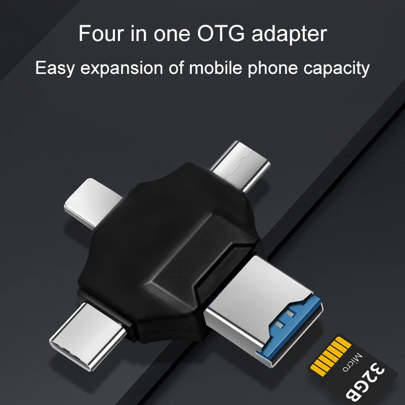 Тип-C/освещение/Micro SD/USB 4 в 1 мульти-Функция мобильный телефон OTG адаптер Мобильный