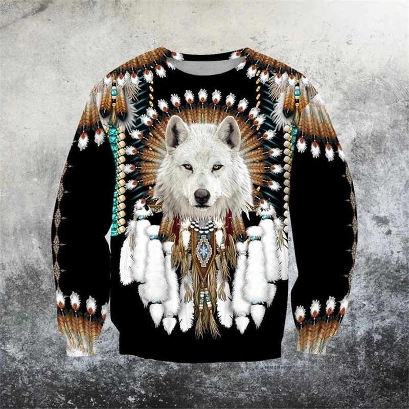 

LIASOSO Native Indian Wolf 3D Printed Hoodies Men Harajuku Fashion Hooded Sweatshirt Autumn Unisex Hoodie Sudadera Hombre