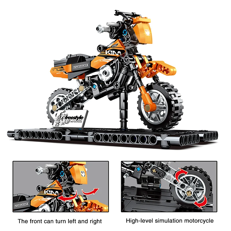 Строительные блоки technic Moto Cross мотоциклетные комплекты строительные моделей