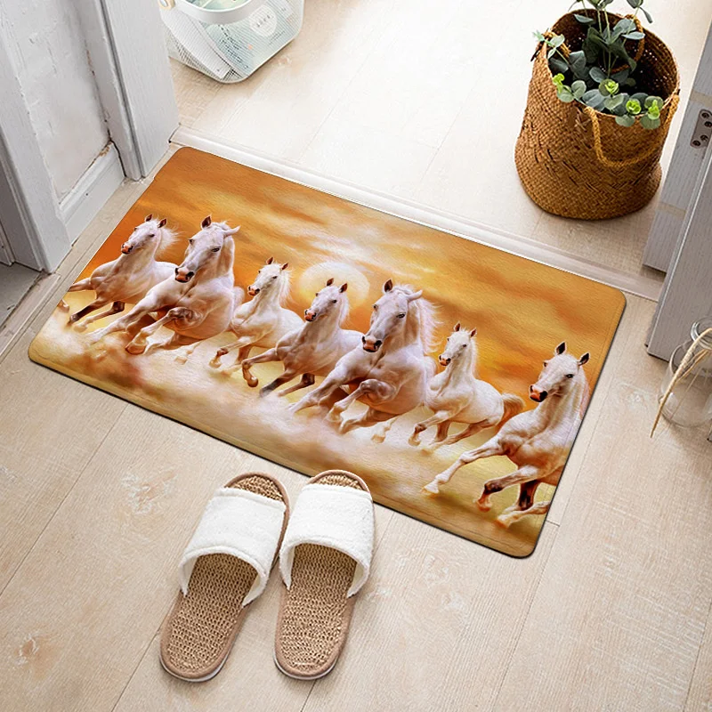 Белый черный лошадиный напольный коврик для ванной комнаты животное фланелевый