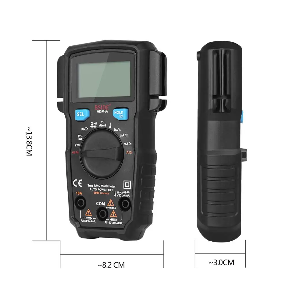 Portable Digital Multimeter BSIDE ADM66 Auto Range True RMS Multimetro DC AC Voltmeter Ammeter Thermometer Ohm diode Tester | Инструменты