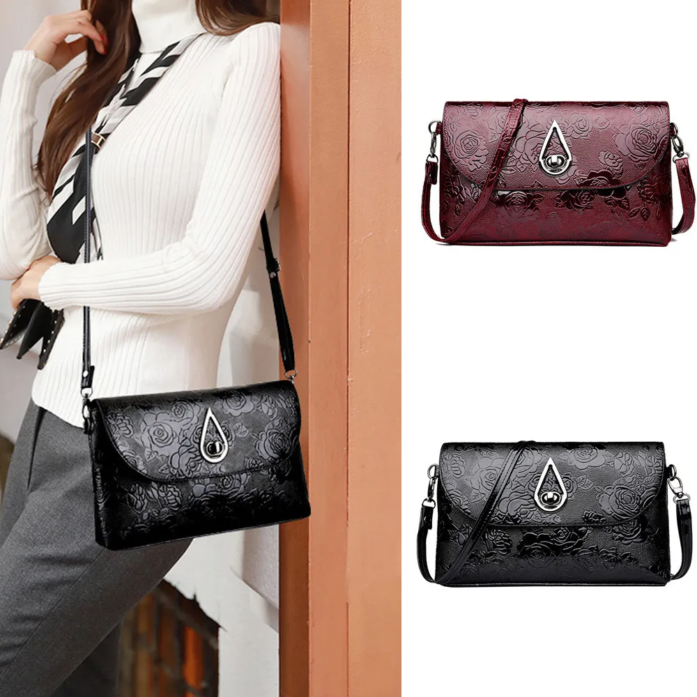 

Women Solid Soft Flower Pattern Leather Shoulder Crossbody Messenger Bag sac a main femme Mujer Bolsas Femininas #50