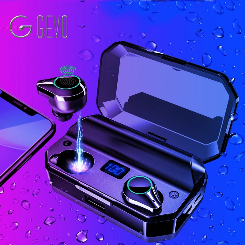 GEVO T9 Bluetooth беспроводные наушники 5,0 спортивные IPX7 водонепроницаемые наушники мини с микрофоном стерео гарнитура, наушники для Xiaomi Iphone