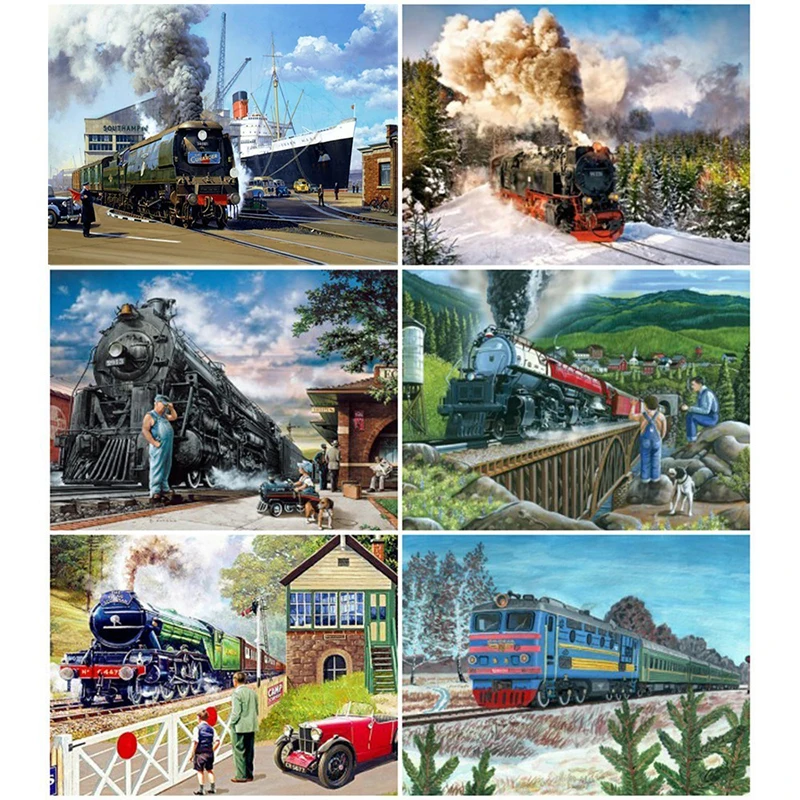 Алмазов картина с изображением поезда жизнь 5D мозаика полная квадратная