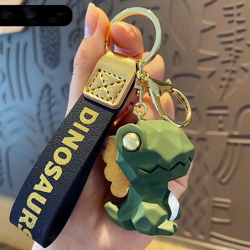 

Kawaii Geometry Dinosaur keychain Key Clasp Female Cute Boy Car Key Pendant Couple Key Chain Ring Bag Hanging Child Gift