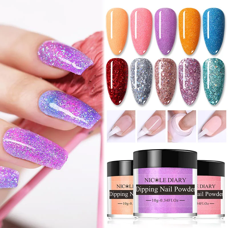 

NICOLE DIARY 31 Colors Dipping Nail Powder Glitters Shining Dip Pigment Sparkling Powder Gradient Nail Art Decoration 10g