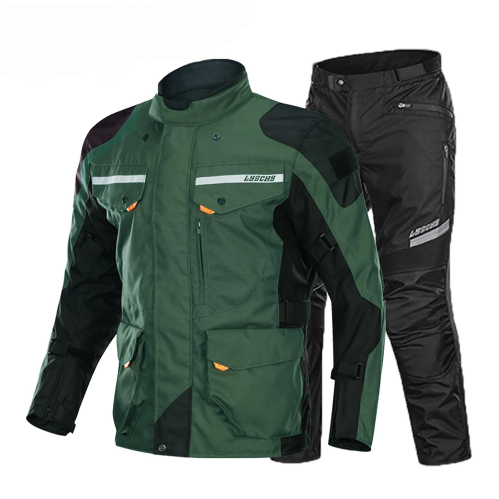 903-Green Suit LYSCHY осенне-зимняя мотоциклетная куртка мужская водонепроницаемая ветрозащитная мотоциклетная куртка для езды на гоночном мотоцикле одежда защитное снаряжение - Цвет: 903-Green Suit