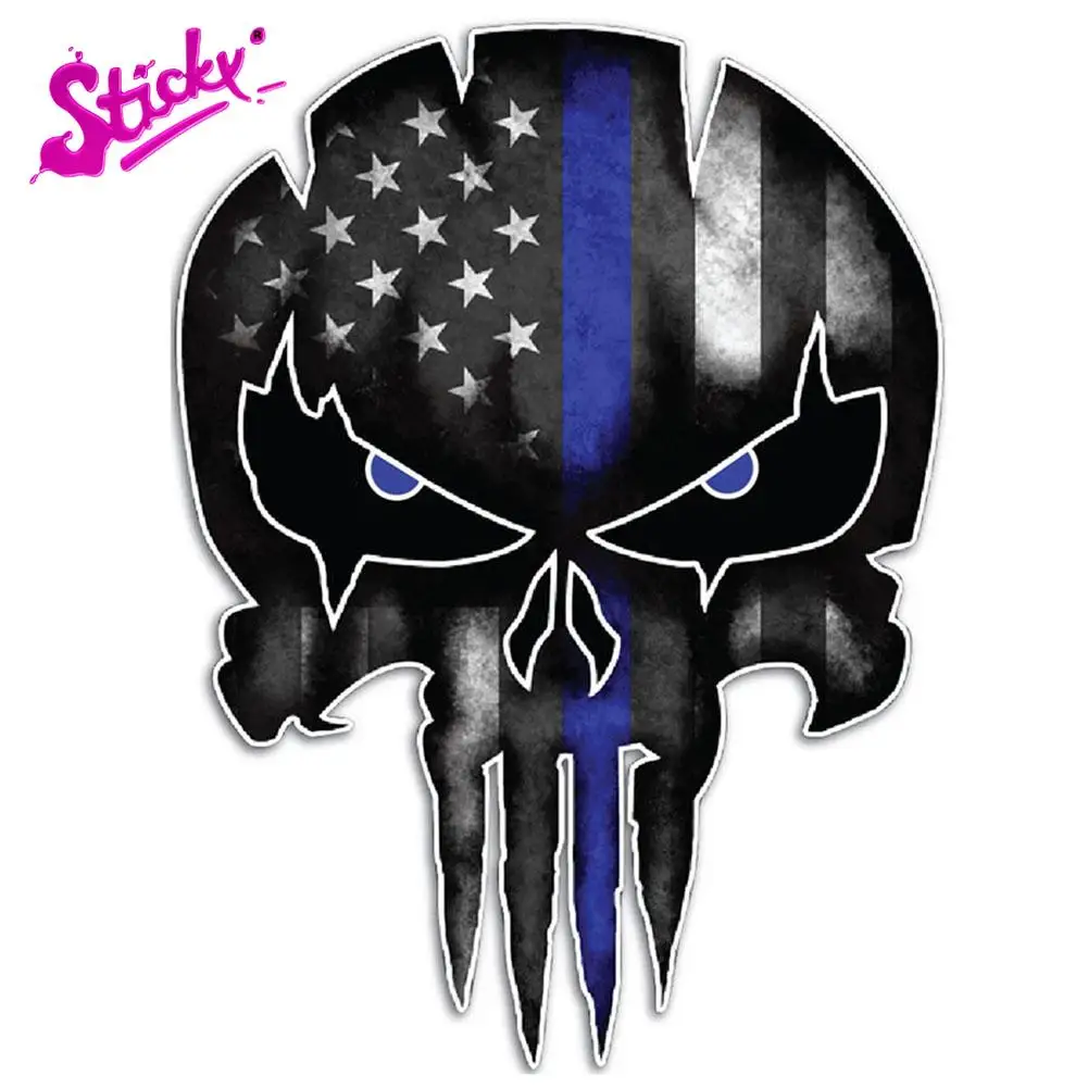 

STICKY Punisher Skull Reflective Car Sticker Decal Decor Motorcycle Off-road Laptop Trunk Guitar Vinyl Sticker