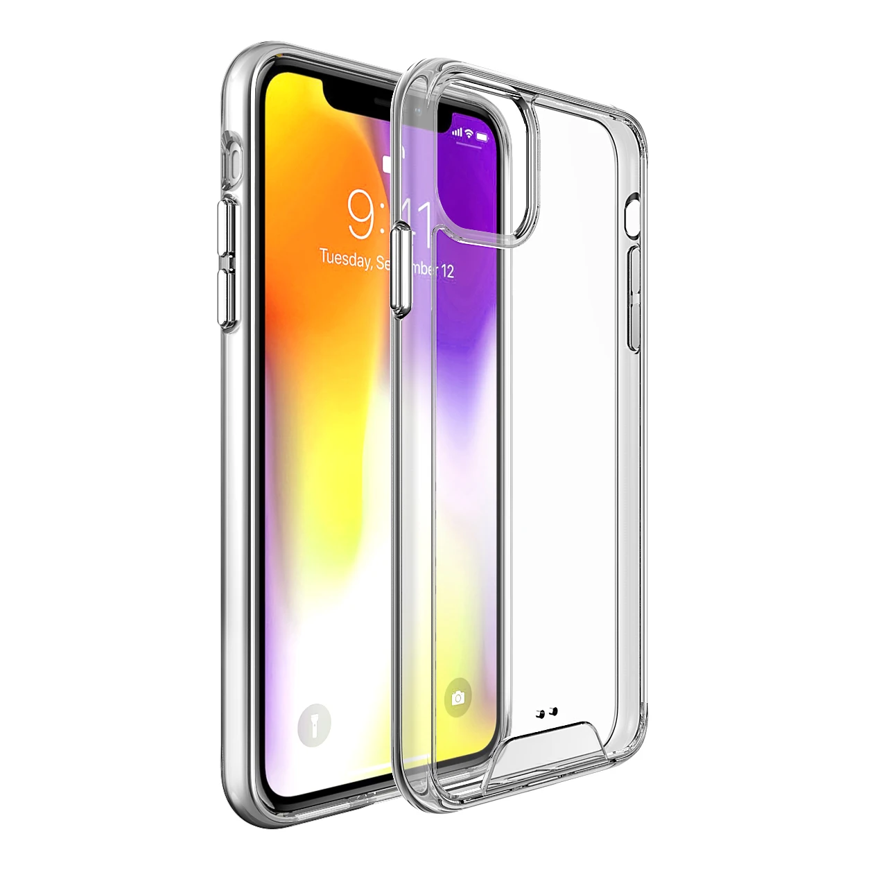 

Transparent Fall protection case for iphone 12 11 Pro Max 6 7 8p xs xr mini Clear acrylic Hard Luxury anti falling Back Cover
