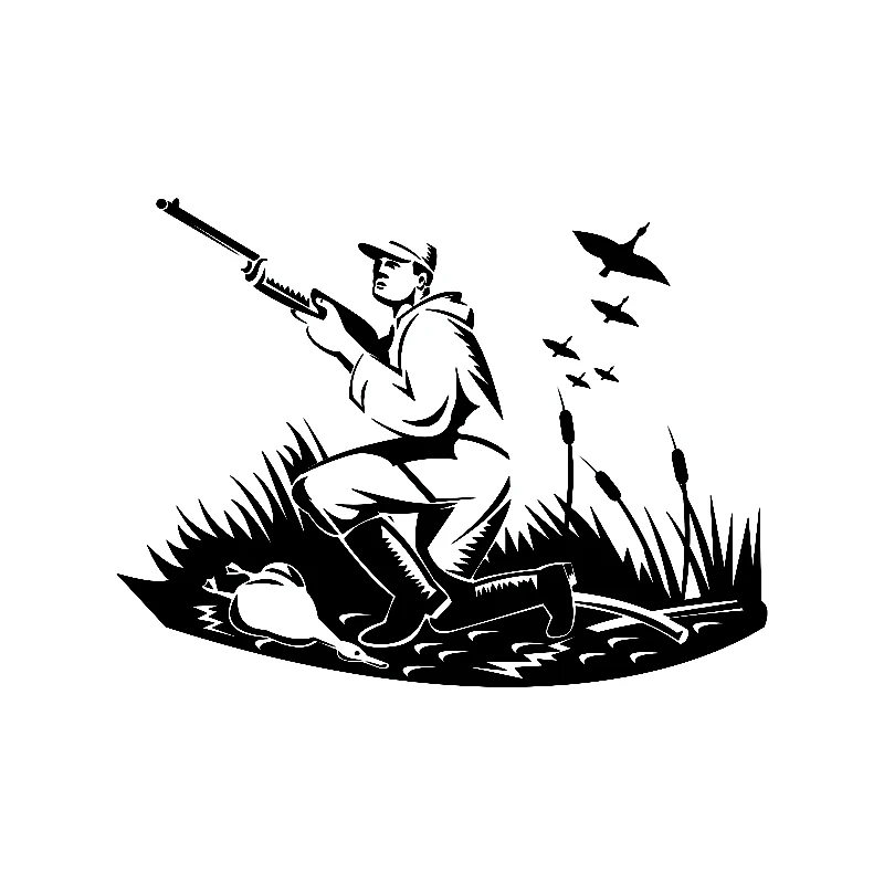 

Suitable for All Kinds of Cars Interesting Bird and Hunter KK Vinyl Decal Graphic Black/Silver Sunscreen Waterproof 20cm*15cm