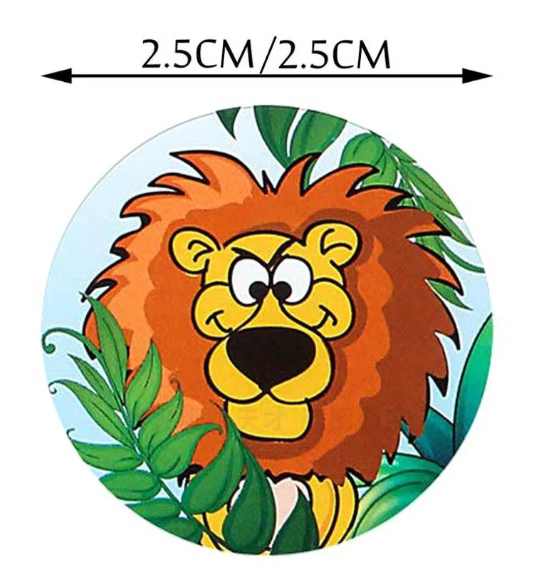 

500pcs/roll Zoo Animals Cartoon Stickers Label for Kids 8 Designs Pattern Classic Toys Sticker School Teacher Reward Sticker