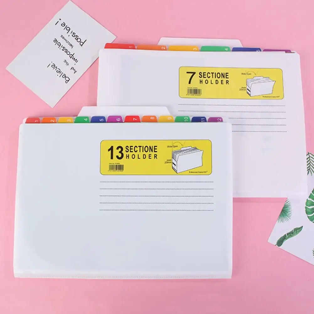 

New File Folder 7 Pockets Innovative Practical Waterproof Colorful File Organizer For Exam Office