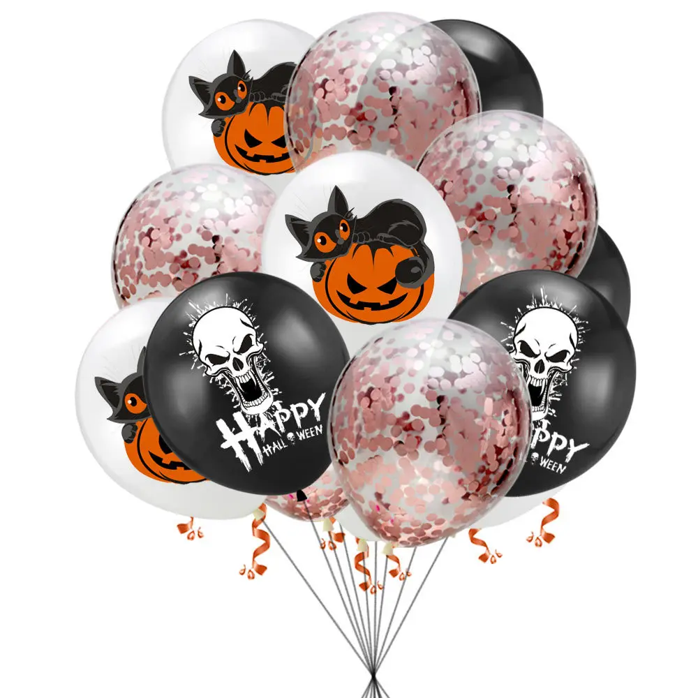 15 шт Хэллоуин Череп Призрак шар тыква кошка латексные шары конфетти воздушные
