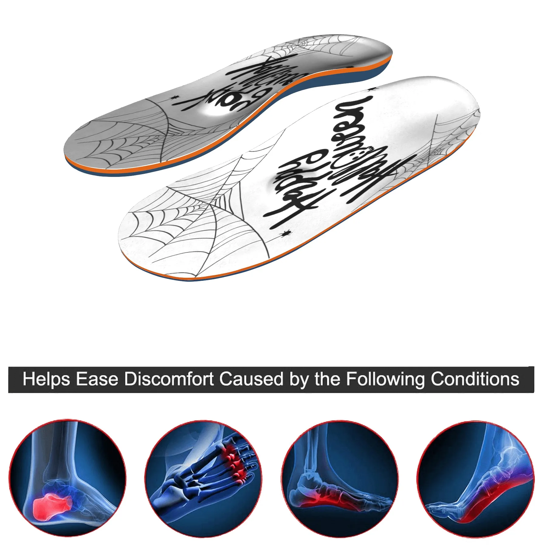 Halloween non-slip orthopedic comfort flat plantar fasciitis arch support orthopedic insoles for men and women