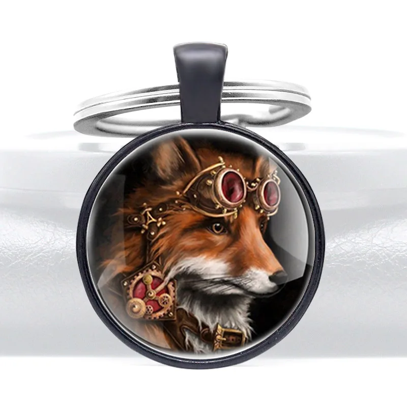 Одежда с модным рисунком лисы Забавные животные тема стеклянный купол цепочка