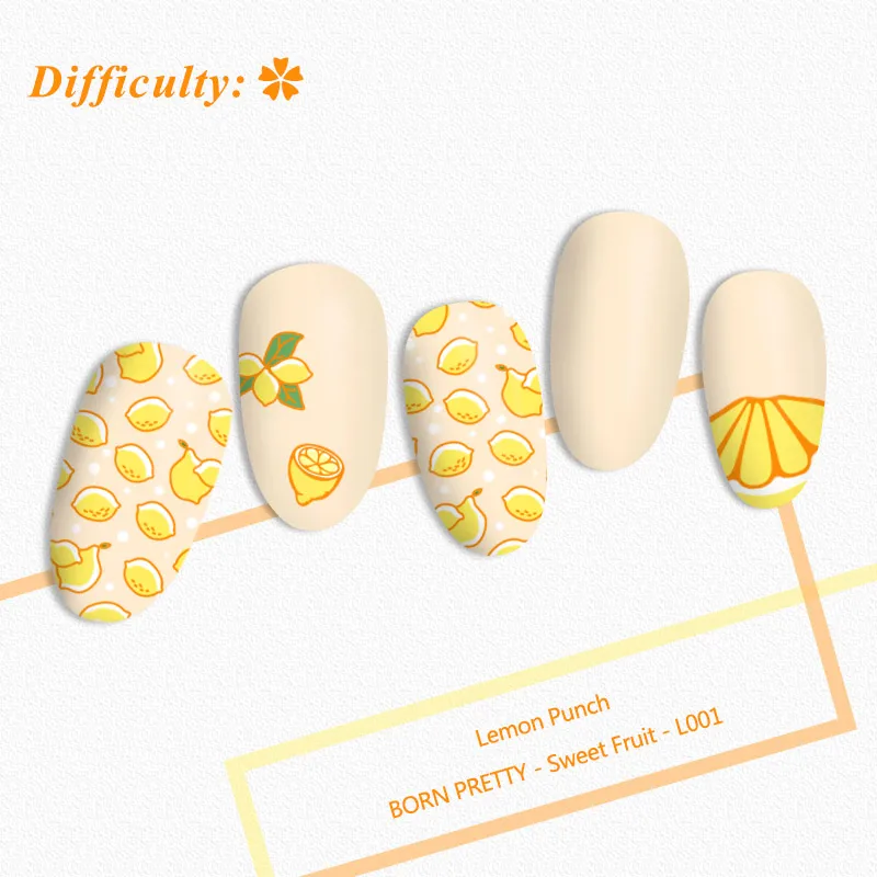 Серия BORN PRETTY Fruit штампованные пластины Прямоугольная форма лимон арбуз