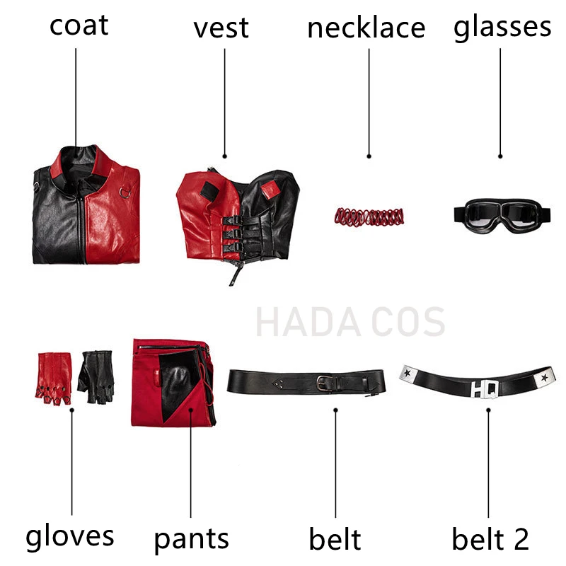 Костюм Харли из супергероя Квинна для косплея жакет искусственной кожи Джокера
