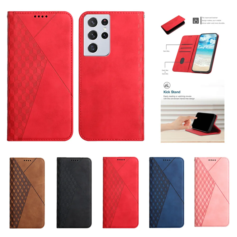 

Luxury Leather Flip Phone Cases for Galaxy A22 A72 A52 A42 A32 A12 A71 A51 A21S A02S S21 FE S20 Ultra Wallet Card Slots Cover