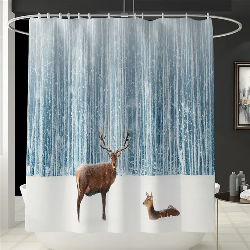 4 шт. набор штор для душа с принтом снеговика нескользящий унитаз полиэстер | Дом и