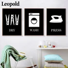 Современный модный холщовый плакат с черно-белыми буквами, простой знак для стирки, настенное художественное украшение для прачечной, ванной комнаты