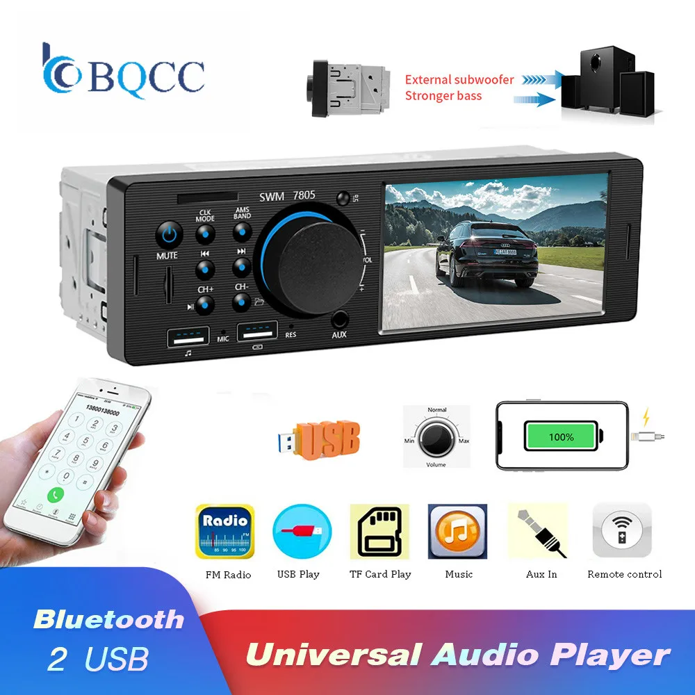 Автомагнитола 1 Din FM радио Bluetooth MP5 мультимедийный плеер 4 дюйма Авторадио TF/AUX USB 12 В