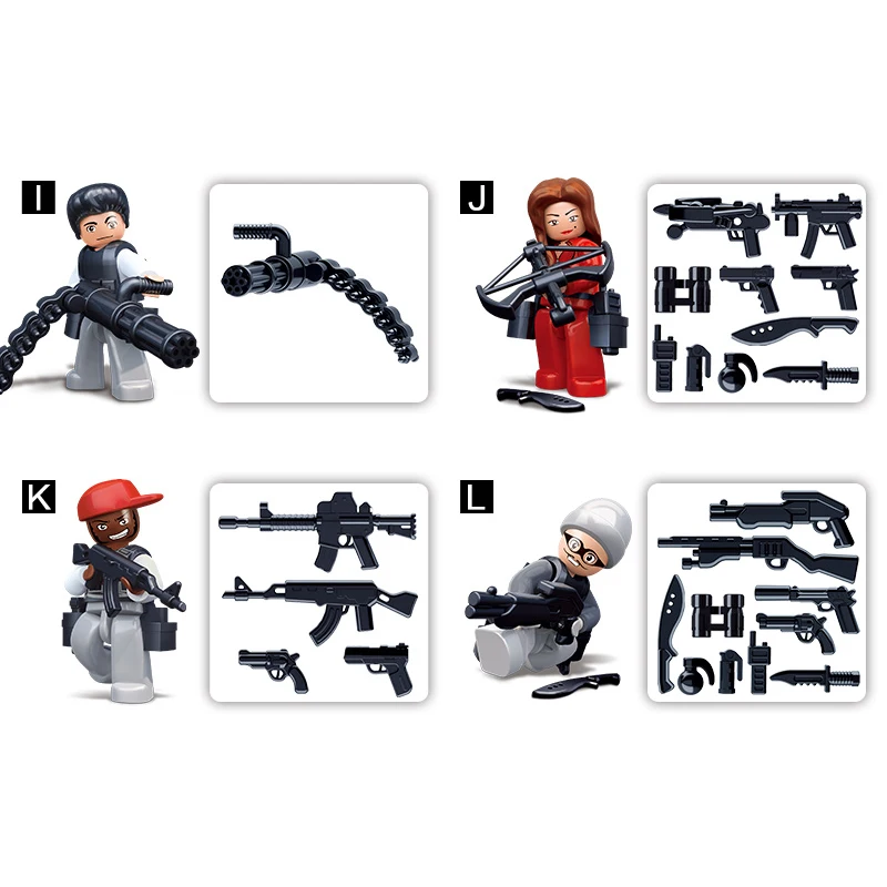 SLUBAN полиции SWAT спецназ современный солдат бандиты Ghost Commando фигурки строительные