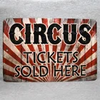 Цирковые штрафы, клоун, акт, животные, сидешоу, Фрик, шоу, карнавал, жестяной знак, металлический знак