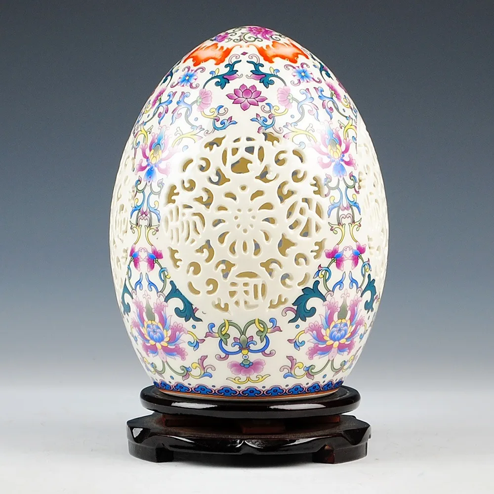 

Jingdezhen Ceramic Works Thin Tire Hollow Lucky Egg Fenshui Egg Modern Home Decoration Handicraft Equipment Ornaments Gift