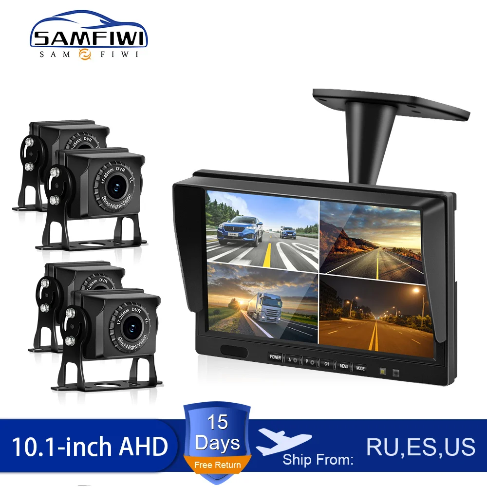 10 1 дюймов AHD DVR 4ch Регистраторы автомобильный монитор грузовой автомобиль Ночное