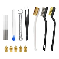 16pcs 3d printer nozzle cleaning kit nozzle cleaner brush needles storage holder tweezers spanner for mk10 mk8 hot