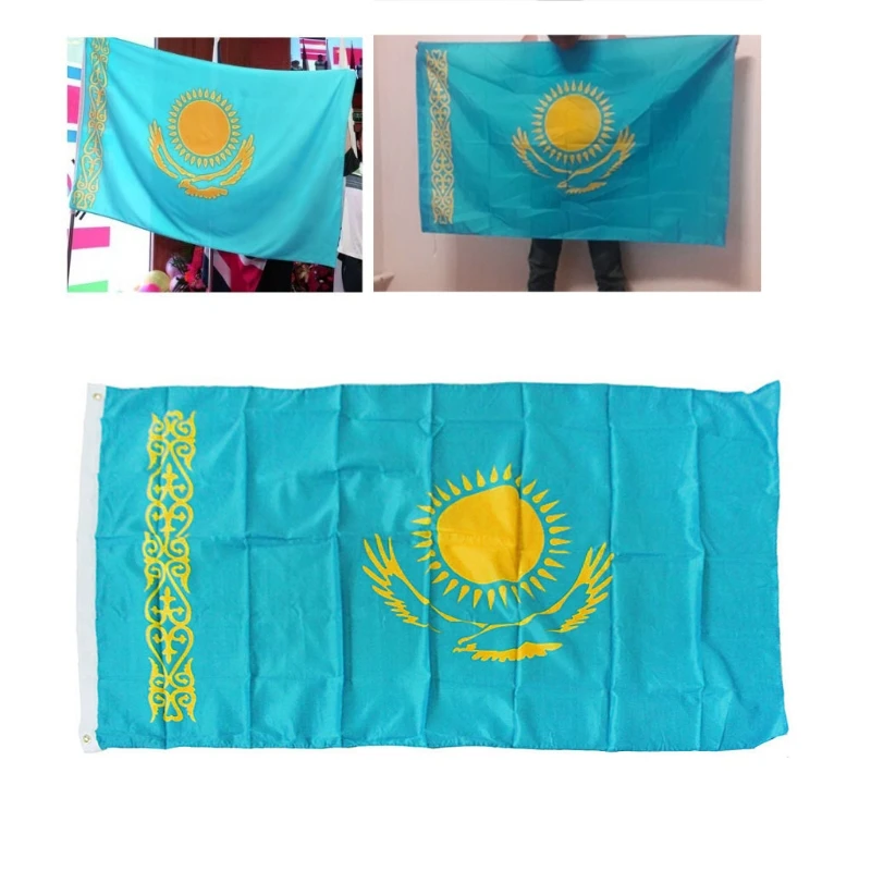 

90*150cm Kazakhstan Flag Hanging Banner Office Activity Parade Home Decoration M68D