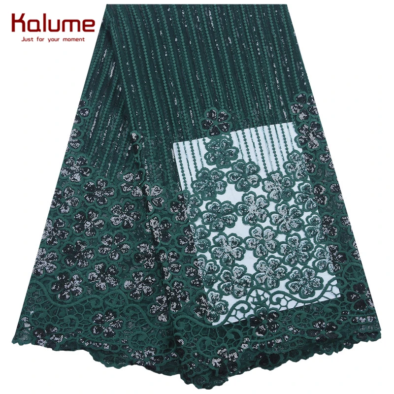 Kalume Новое поступление африканская кружевная ткань с блестками 5 ярдов