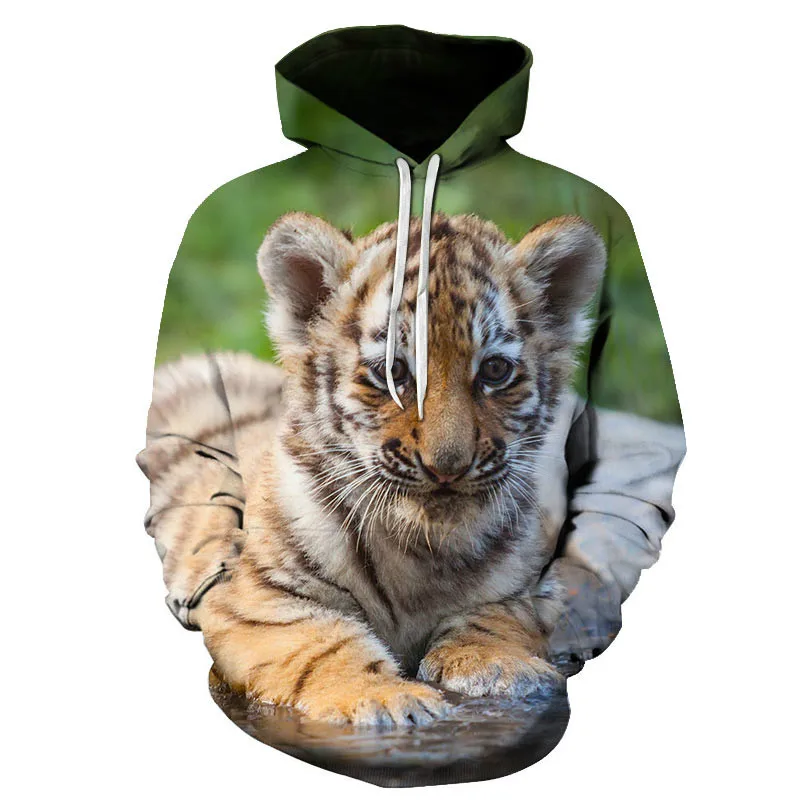 

2021 autumn and winter 3D printing tiger men and women fun animal fashion trend hoodies hip hop sweatshirt pullover sweater