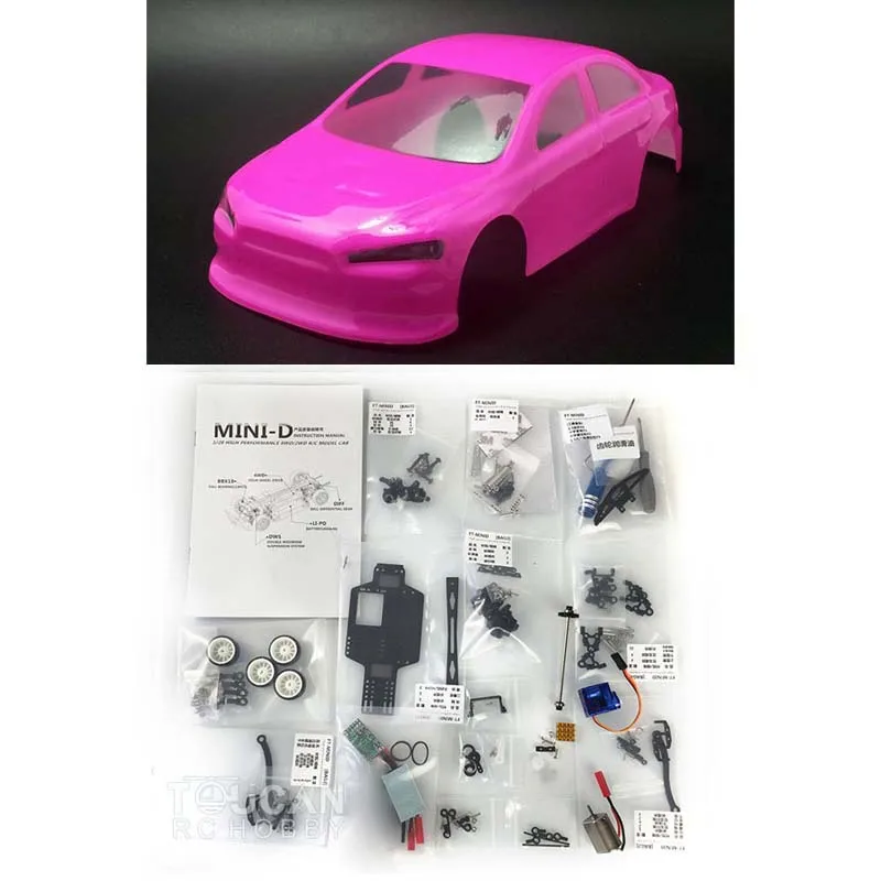 

RC Car 1/28 MINID Drift Racing KIT AWD Carbon Fiber Chassis For Red Lancer EVO Body Shell Servo Motor ESC Wheelbase 94mm