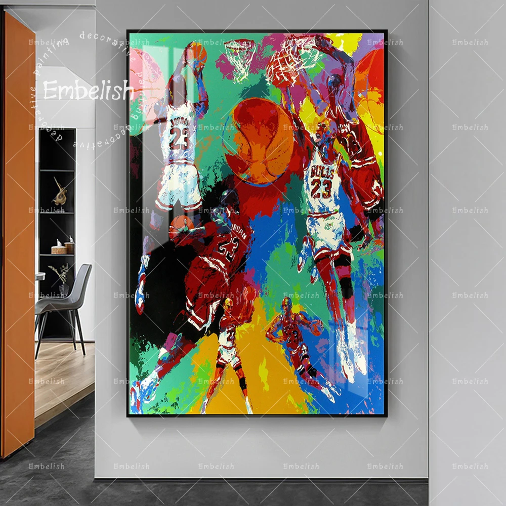 

1 Pieces Watercolor Basketball Player Fashion Wall Pictures For Living Room Modern Home Decor Artworks Office HD Canvas Painting