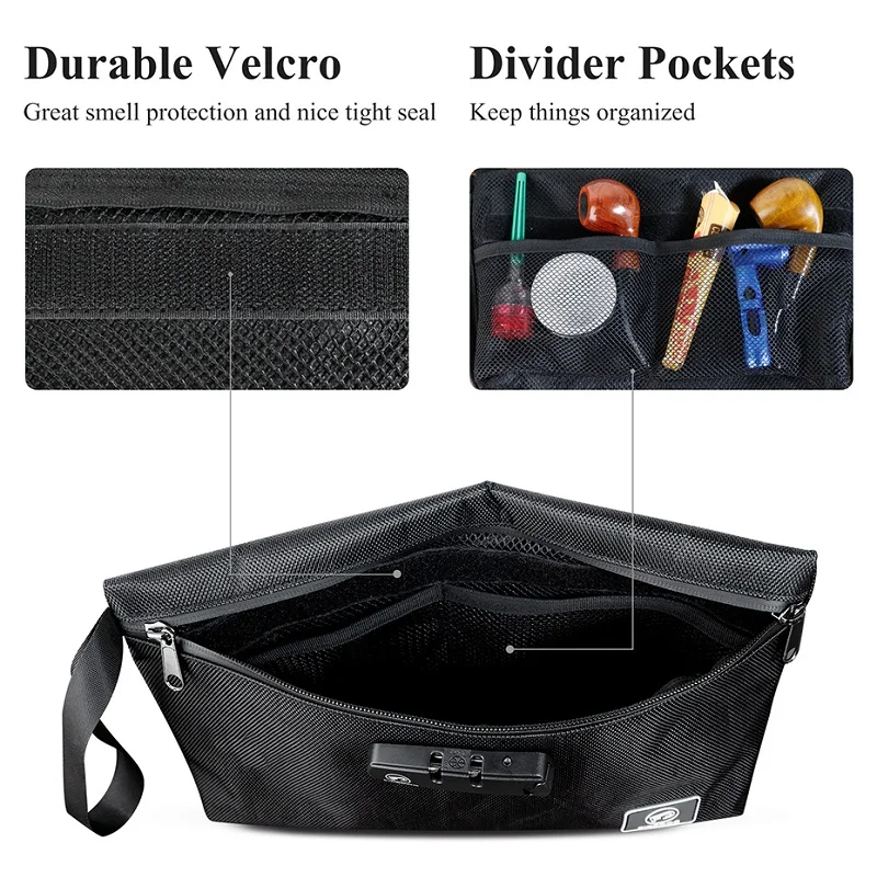 Smell Proof Smoking Tobacco Bag Case Pouch with Lock Weed Herb Storage Stash Travel | Дом и сад