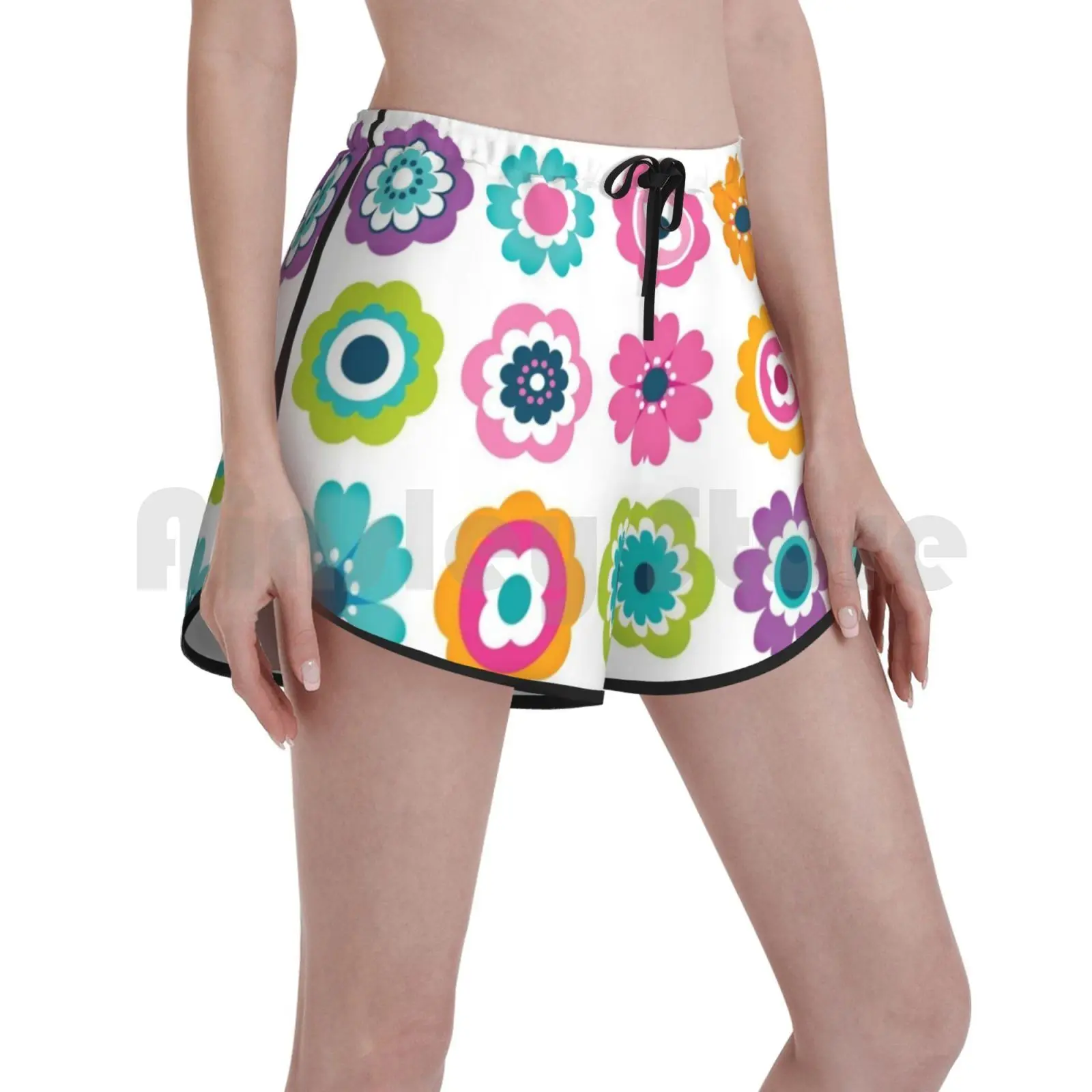 

Mod Flowers-Spring Colors Swim Shorts Women Beach Shorts Flower Floral Daisy Spring Summer Surface Pattern Pattern Pink