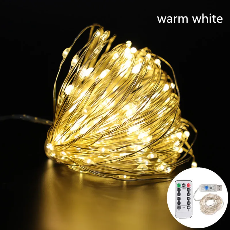 

Christmas Lights Decor USB Remote Control LED String Lights Copper Wire Fairy Lights Night Light for Christmas Garland Led Decor
